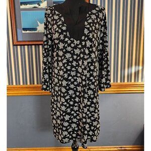Michael Kors Black & White Lightweight Floral Print Tunic Slip Dress, M
